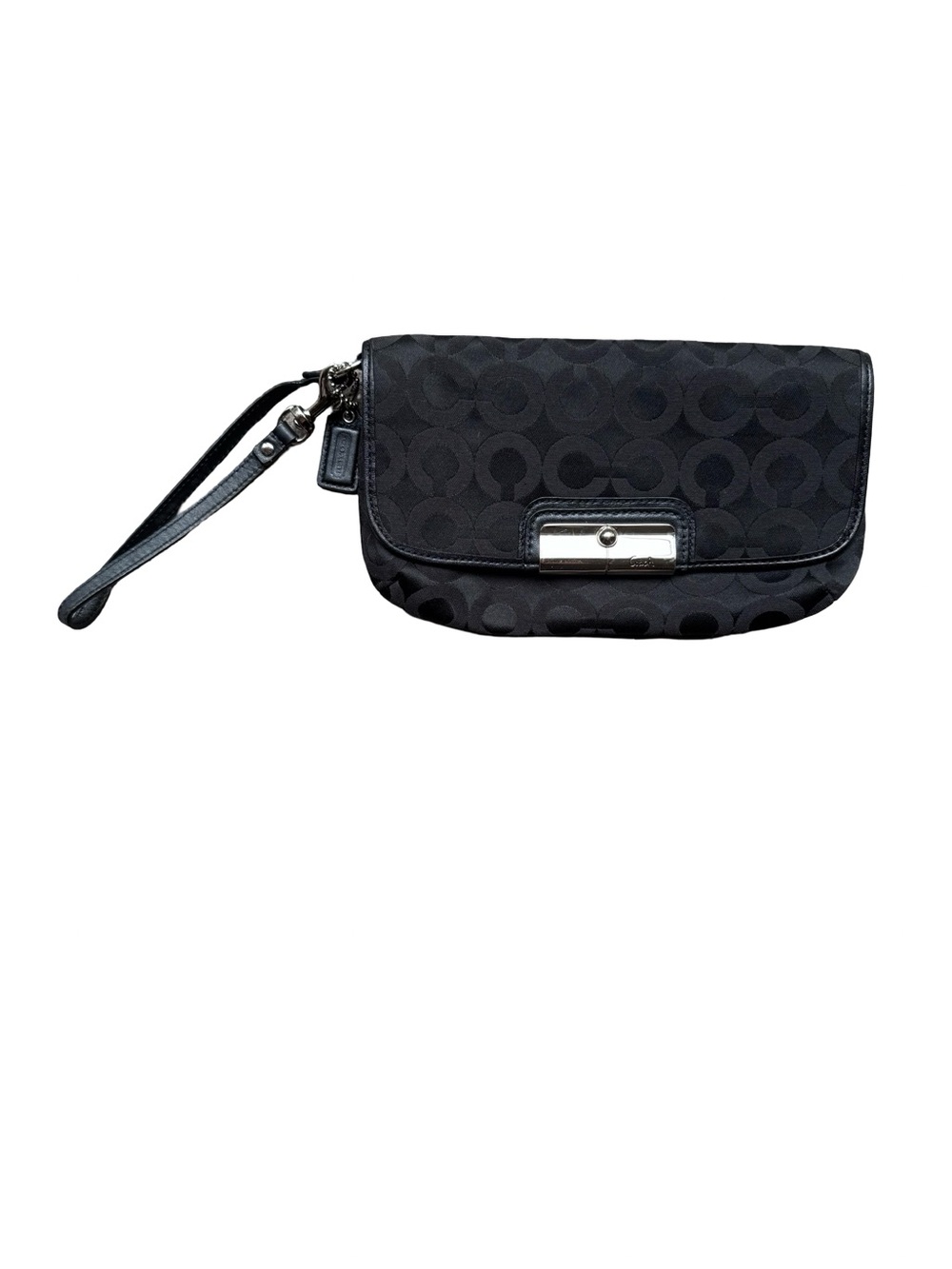 Coach Black Kristen Signature Wristlet Clutch